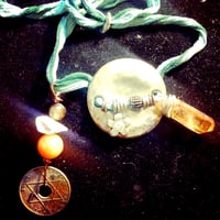 Image 2 of  Hand Dyed Silk, AB Tangerine Quartz, Star of David Coin, Agate, Aura Angel, Smoky Quartz 