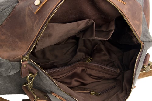 Image of 15'' Canvas Leather Travel Bag Briefcase Messenger Bag Shoulder Bag Dufulle Bag 1858