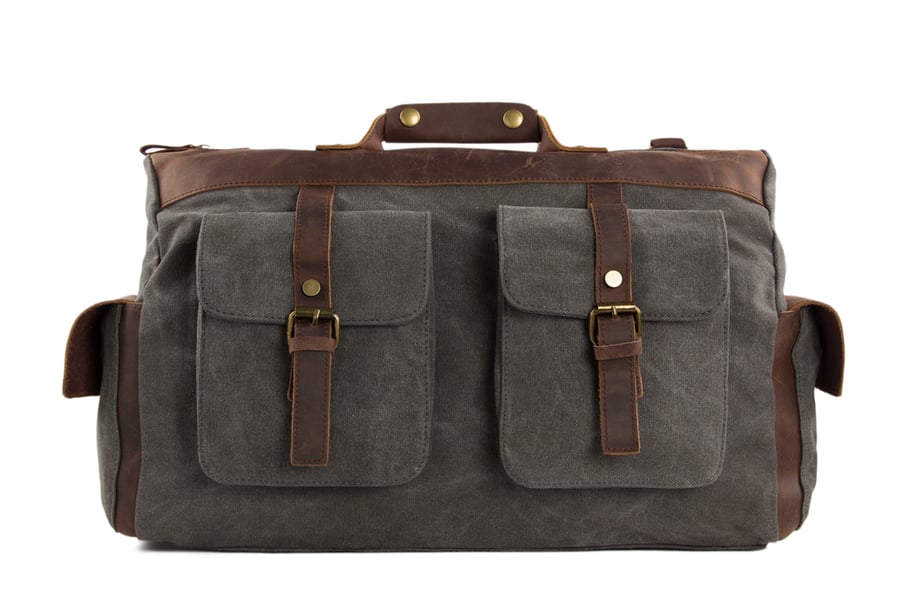 Image of 15'' Canvas Leather Travel Bag Briefcase Messenger Bag Shoulder Bag Dufulle Bag 1858