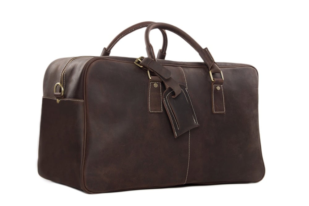 Image of Handcrafted Antique Style Real Leather Travel Bag, Duffle Bag, Holdall Luggage Bag 7156