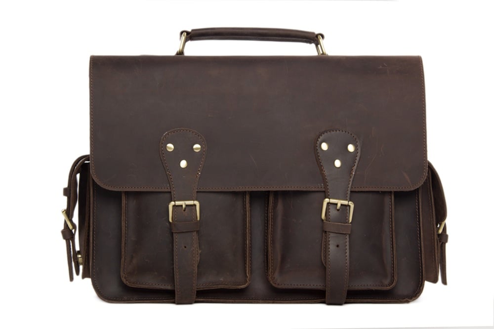 Rustic leather laptop bag on sale
