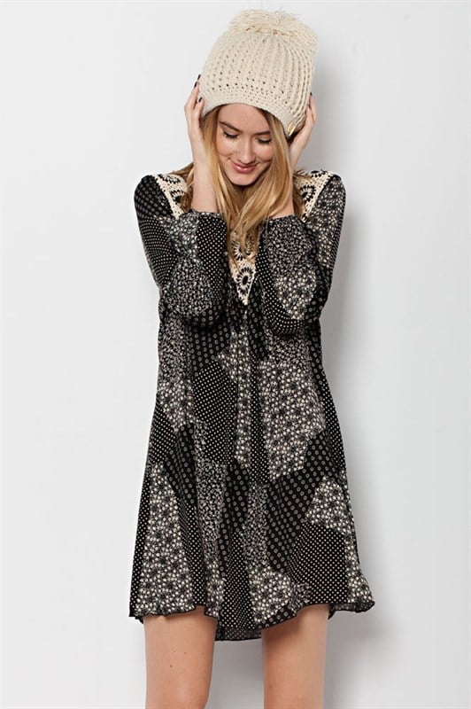 Image of Black Patchwork Dress