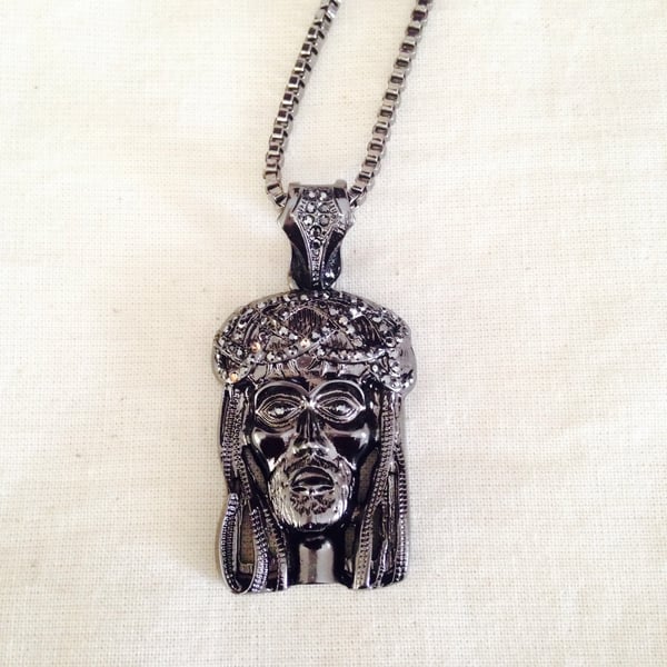 Image of Black Jesus piece with bling crown