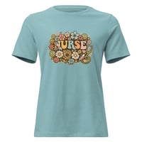 Image 6 of Women's Relaxed T-Shirt, Nurse Retro T-Shirt | Vintage Floral Nurse Graphic Tee