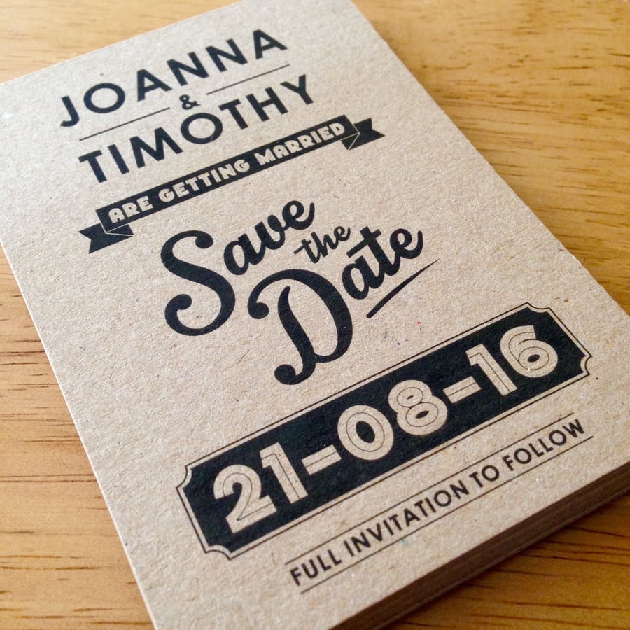 Image of x60 A7 Personalised Save the Date Wedding Cards - Alternative Design