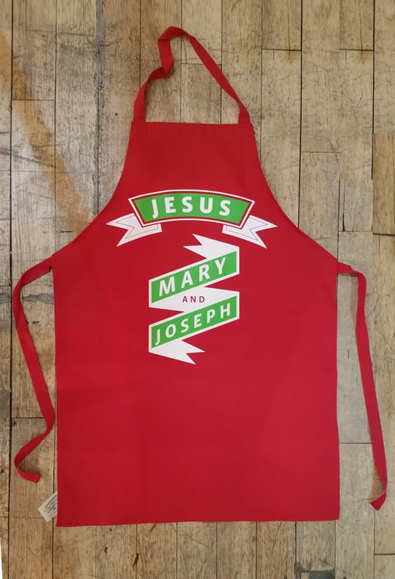 Image of Jesus Mary and Joseph apron