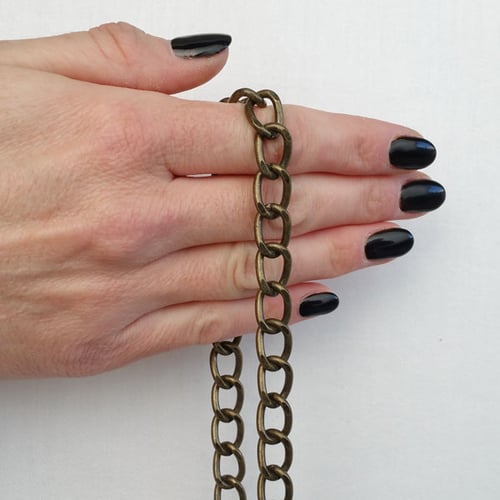 Image of ANTIQUE BRASS Chain Strap - Wide Classy Curb - 3/8" (10mm) Wide - Handle to Crossbody Lengths