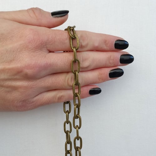 Image of ANTIQUE BRASS Chain Strap - Elongated Box Chain - 5/16" (8mm) Wide - Handle to Crossbody Lengths