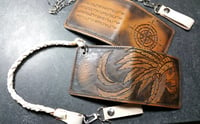 Image 2 of Custom Hand Tooled Leather Bifold Wallet. Your image/design or idea. Chain Wallet.