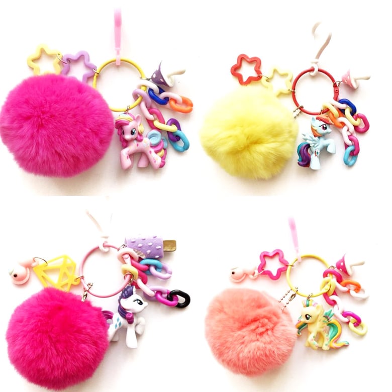 Image of My Little Pony keychain with Pompoms