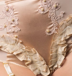 Image of INESS Nude Silk Ruffled Suspender High Brief