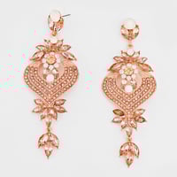 Rose Gold Petal Heart Crystal Rhinestone Earring 