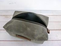 Image 3 of Waxed canvas Dopp kit shaving bag toiletry bag