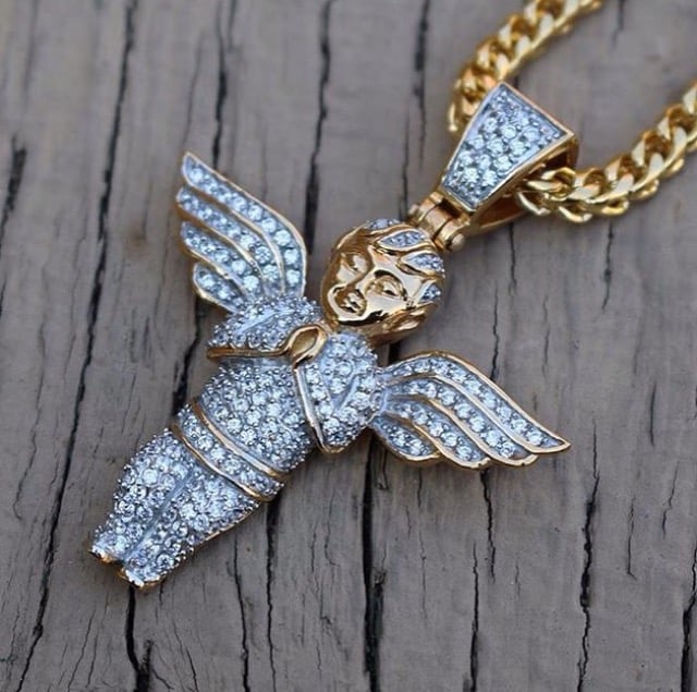 Image of Mini Fully Iced Out Baby Angel Pendant