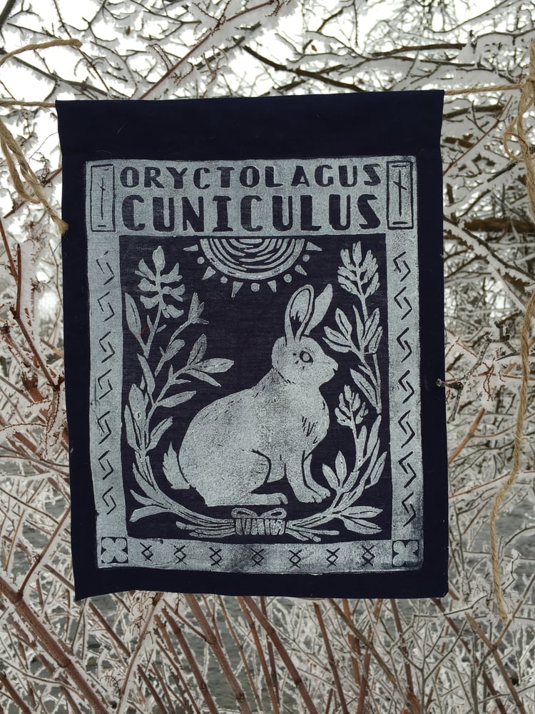 Image of Block Print Rabbit Flag