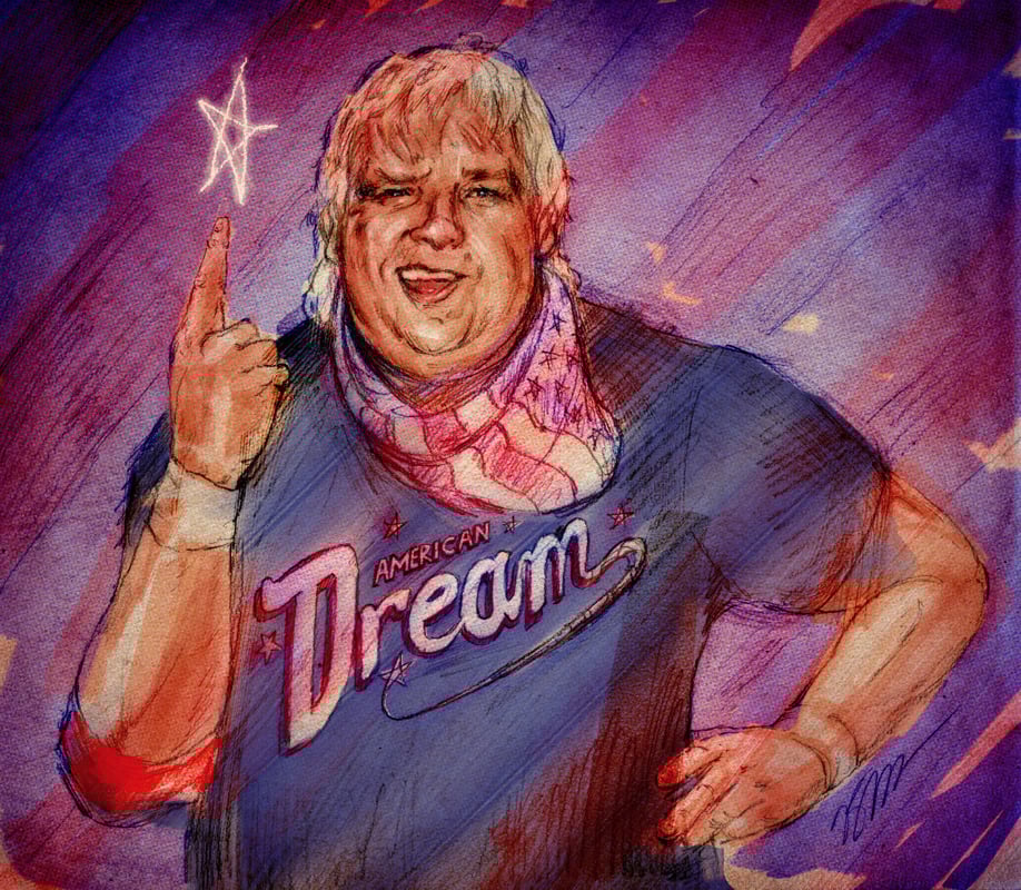 Image of Signed Dusty Rhodes Memorial Print - 8" x 8"