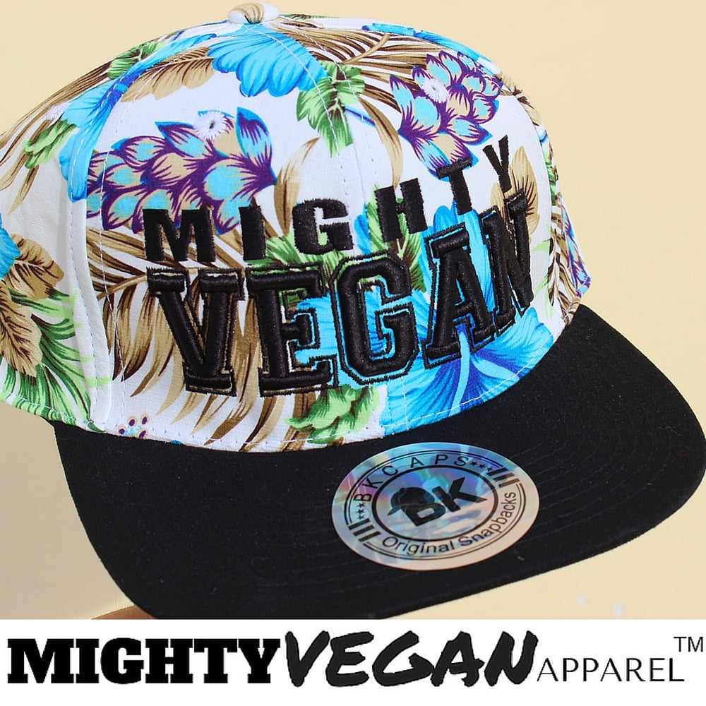 Image of MV Hat - Blue Floral with 3D 'VEGAN' EMBROIDERY