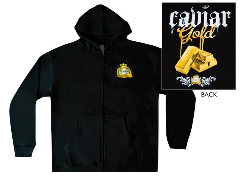 Image of Caviar Gold Black Zip Up Hoodie