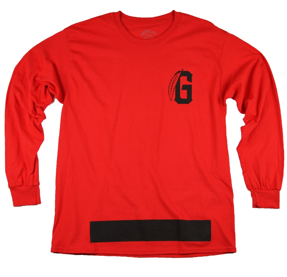 Image of The G Leaf Long Sleeve Tee in Red 