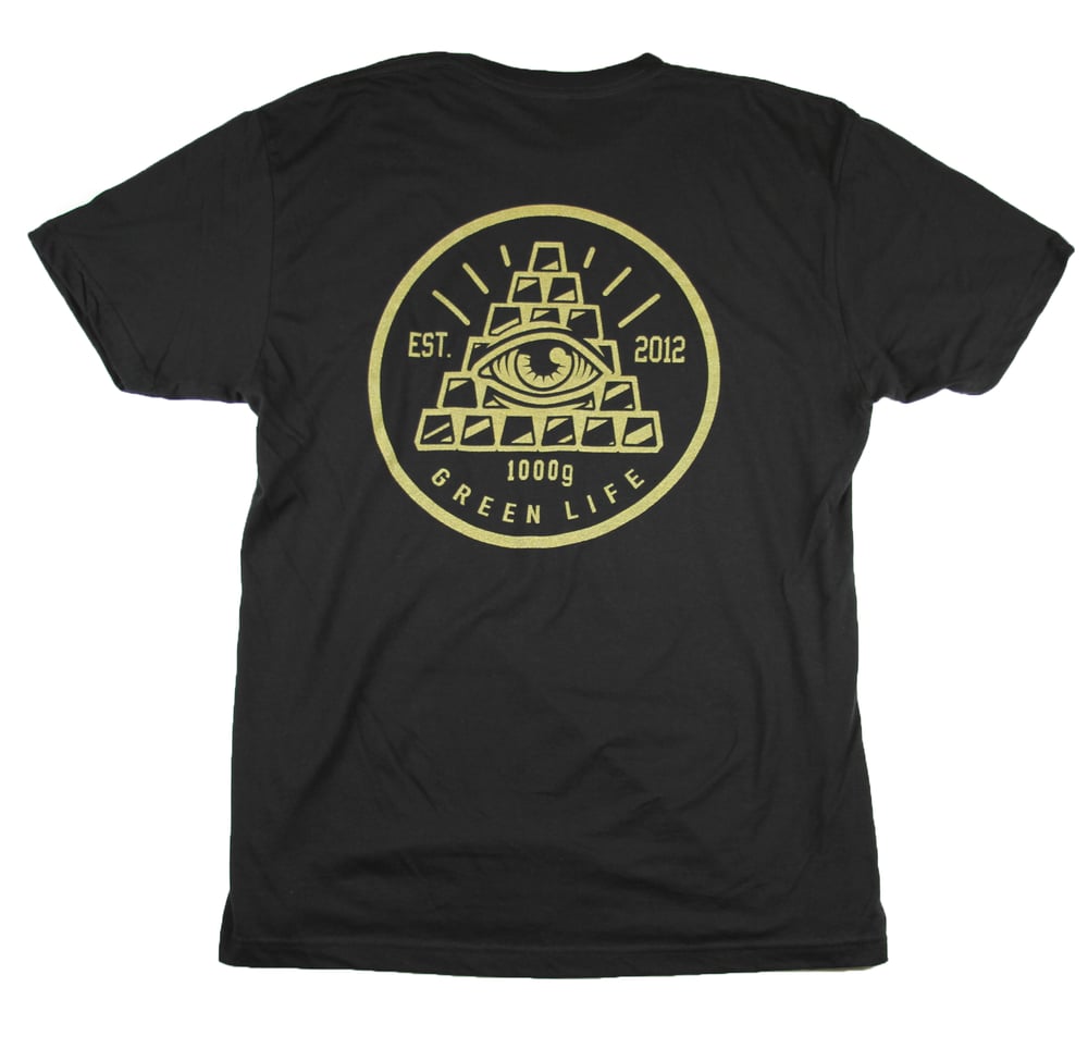 Image of The Pyramid Tee in Black (Metallic Gold Ink)