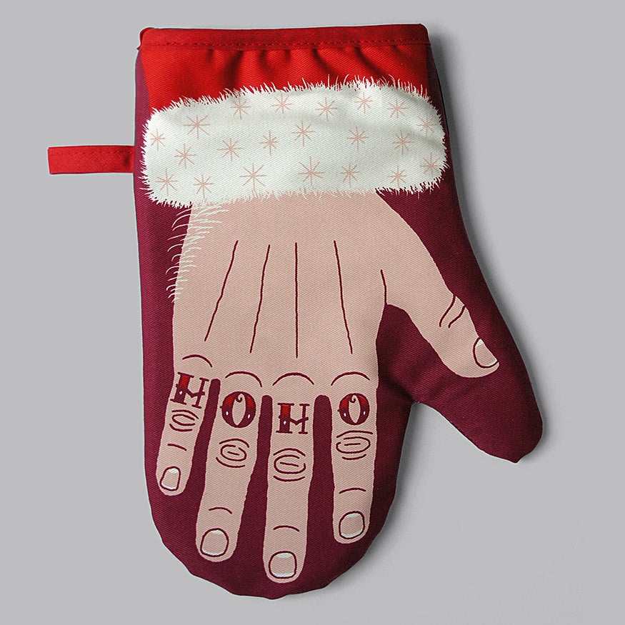 Image of 'HO HO' Tattooed Santa Oven Mitt