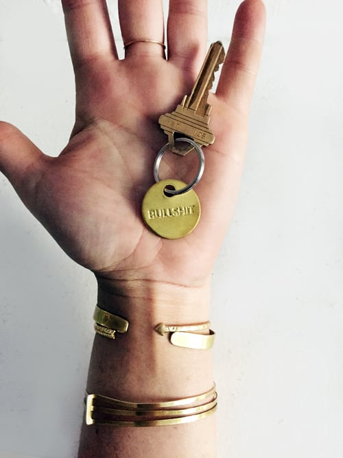 Image of BULLSHIT Small Brass Keychain