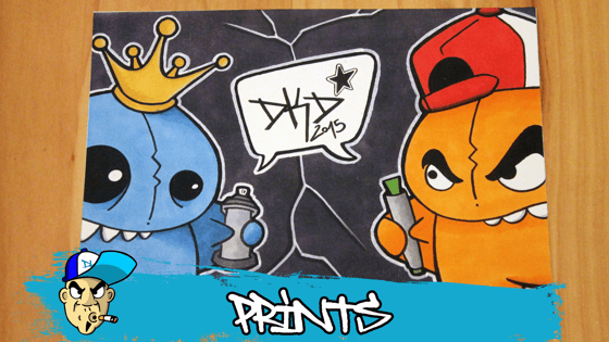 Image of DKD Graffiti Character Print Pencil & Spraycan
