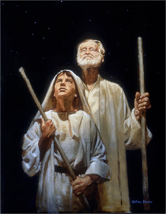 Image of Two Shepherds | Nativity Art, Original Oil Painting: BY NATHAN PINNOCK