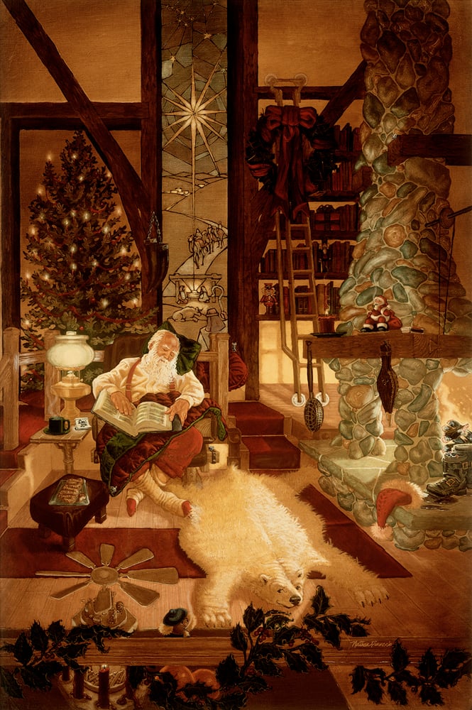 Image of A Job Well Done | Christmas Santa Art Original Oil Painting by Nathan Pinnock
