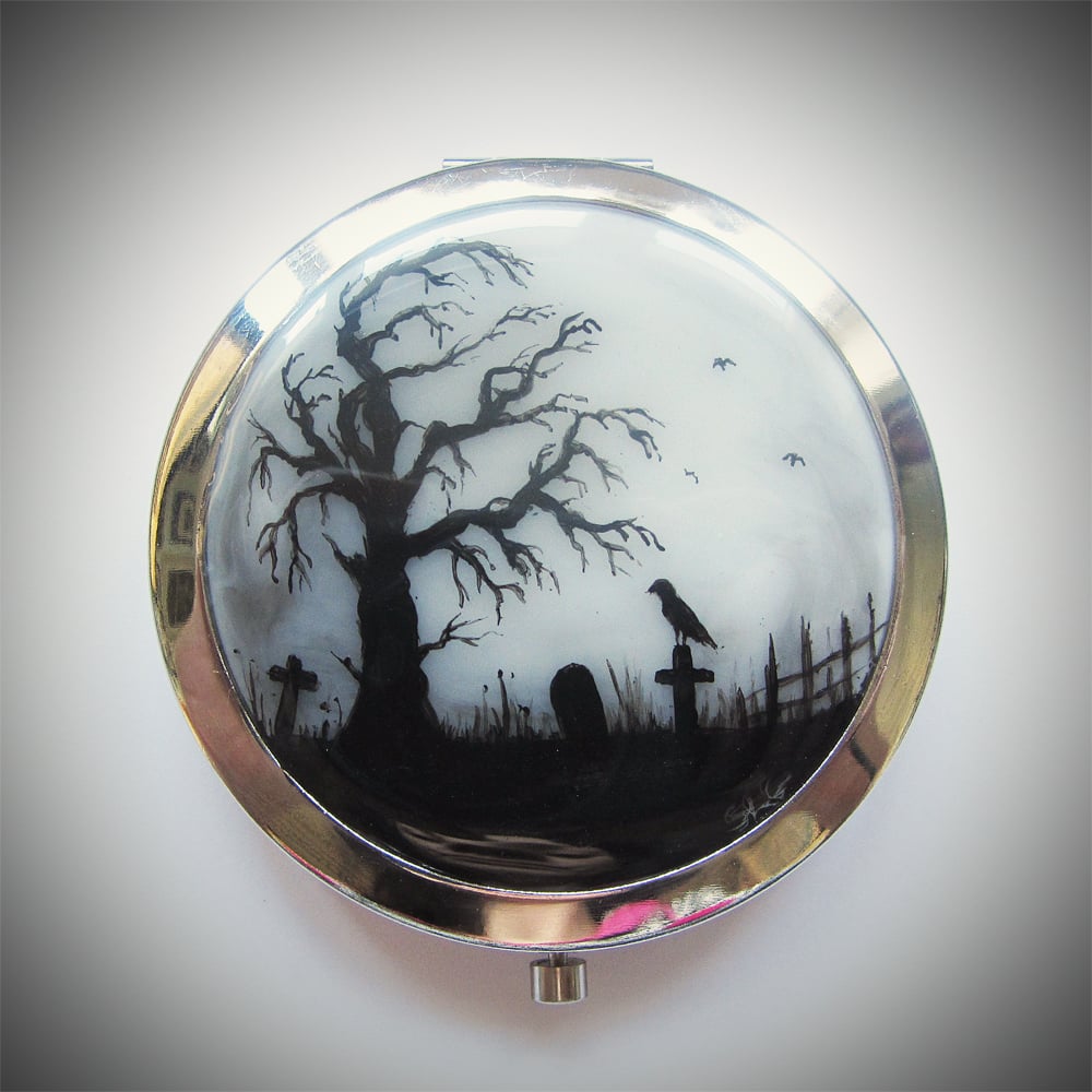 Custom Hand Painted Resin Art Compact Handbag Mirror