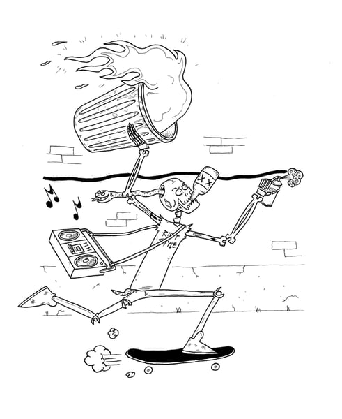 Image of Riot Style x Waybad Skeleton Skater Tee-Shirt