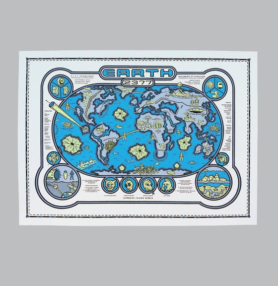 Image of Earth 2377 Map Print - b/y