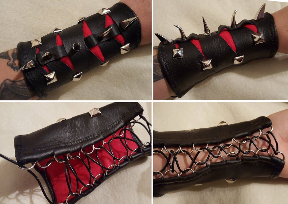 Image of Blood Slice - Spiked Leather Cuff