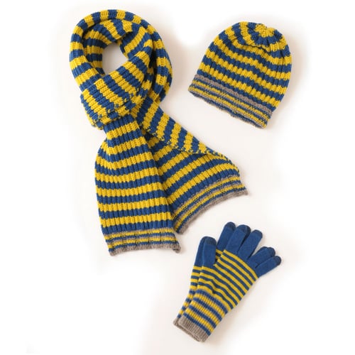 Image of Stripe Gloves (large) in Blue x Yellow