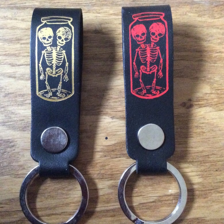 Image of Cabinet of Curiosities leather keyring, Red or Gold