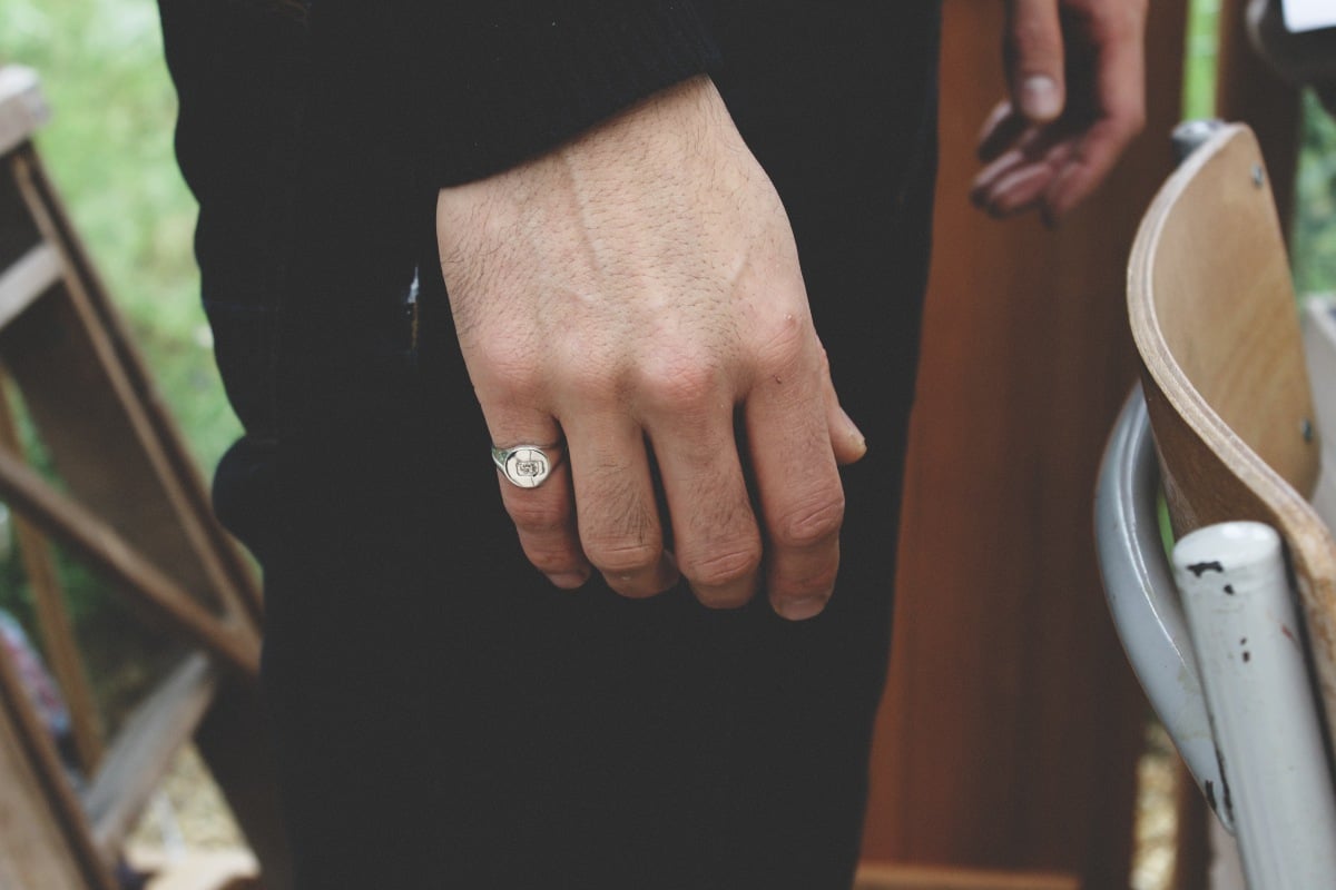 men s signet ring with lion stamp RUST jewellery