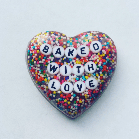 Image of Create Your Own Custom 2" Resin Glitter Sparkle Sprinkle Conversation Heart Lapel Pin