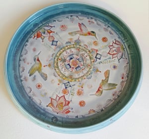 Image of Turquoise Hummingbird Trio Platter