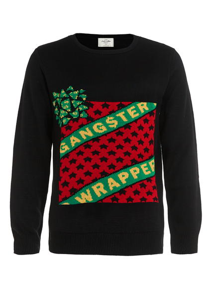 Image of Gangsta Wrapper Black Knitted Xmas Jumper