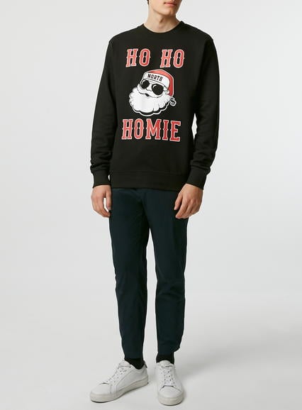 Image of Unisex Black 'Ho Ho Homie' printed Christmas sweatshirt