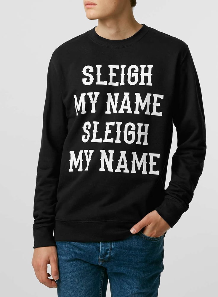 Image of Unisex Black 'Sleigh my Name' printed Christmas sweatshirt
