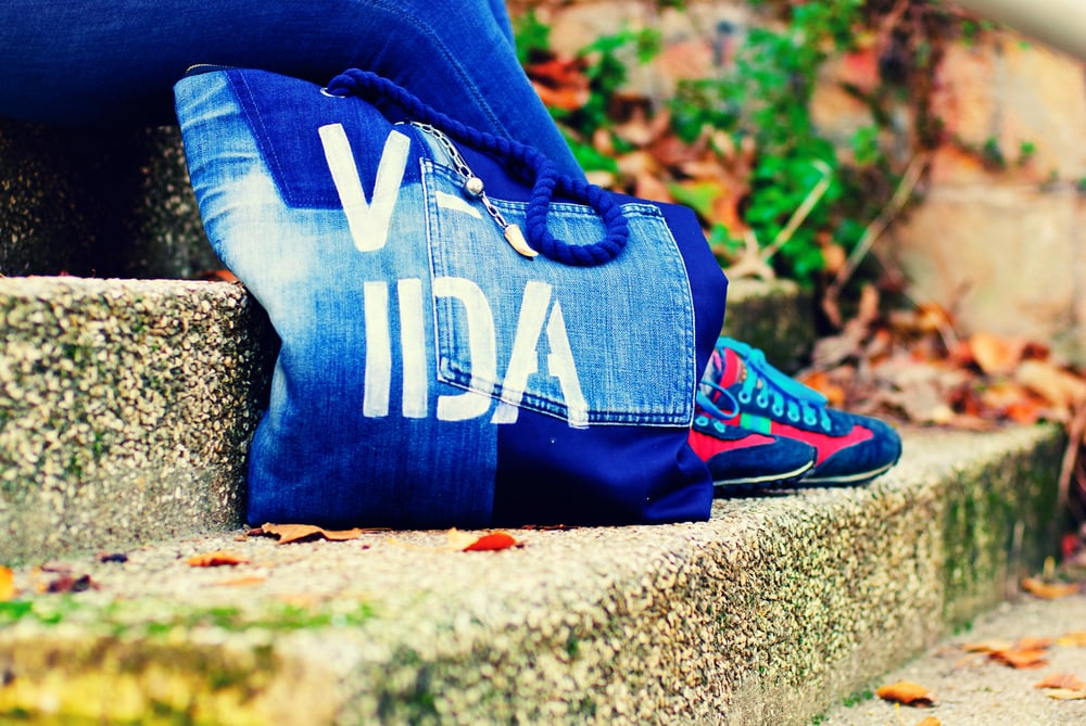 Image of VIDA Exclusive Denim Bag.