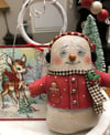 Folk Art Christmas snowman ornament 