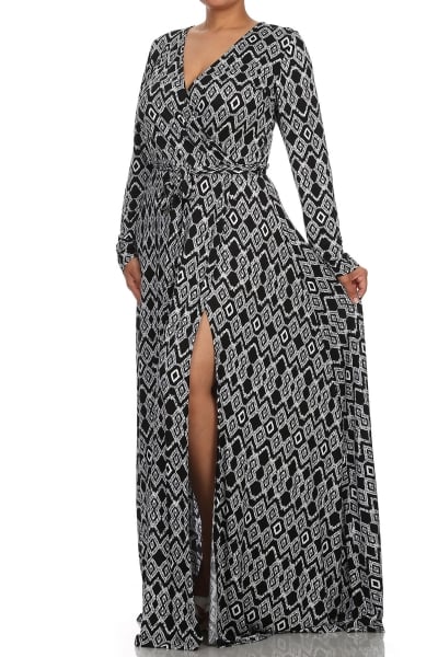 Image of Sevi Diamond Print Wrap Dress