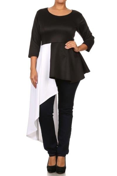 Image of Black/White Asymmetrical Top