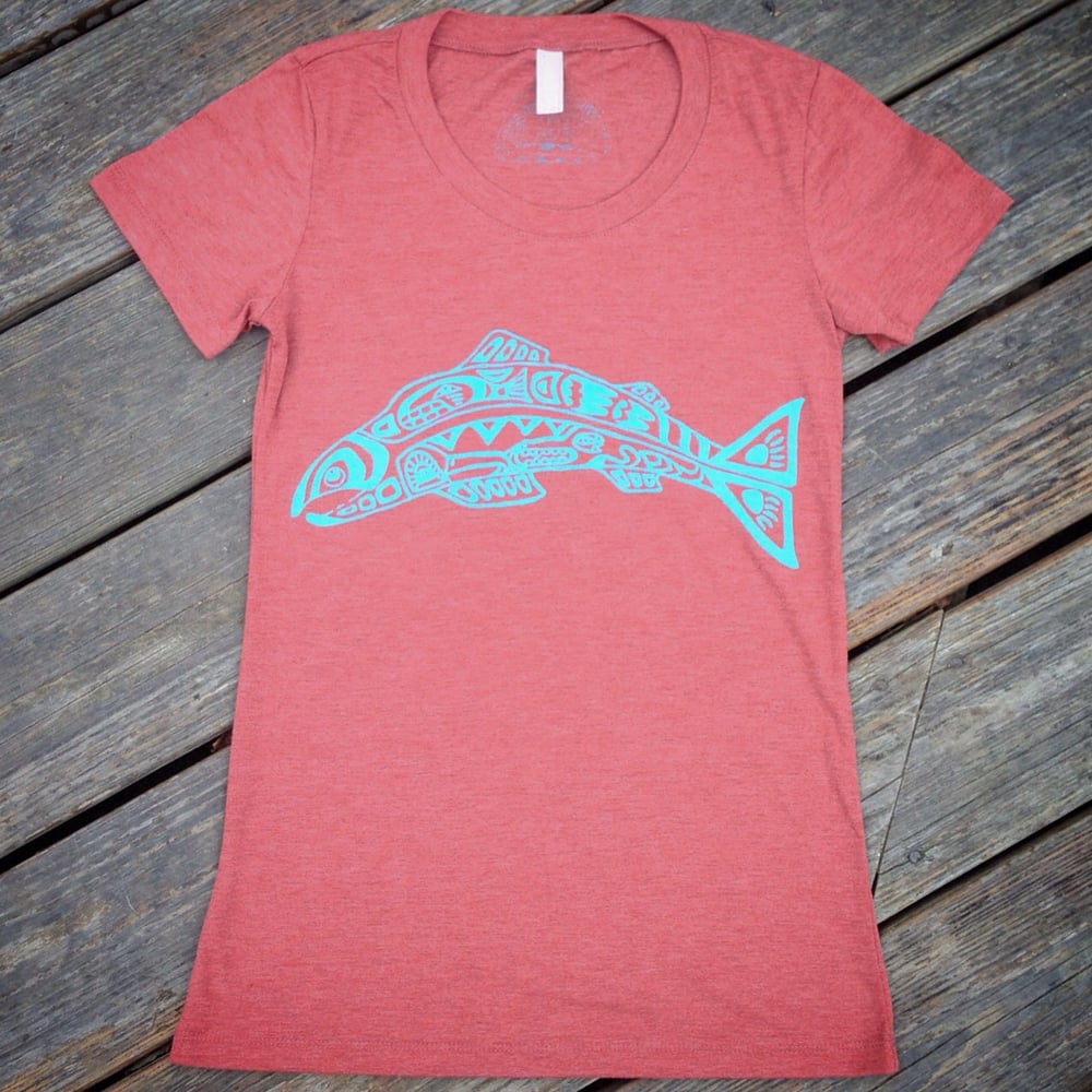 Image of +Salmon Spirit+ women's triblend tee