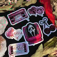 Pink Holographic Horror Sticker Pack - 6 Stickers