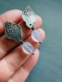 Image 6 of Lavender Chalcedony Medallion Post Earrings