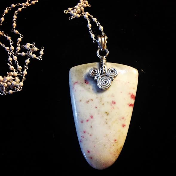 Image of Powerful Wealth and Business Success~ Cinnabar & Sterling Silver & Howlite Sterling Silver Chain