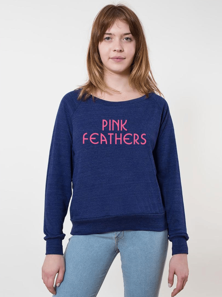 Image of Pink Feathers Logo Pullover, Indigo/Pink